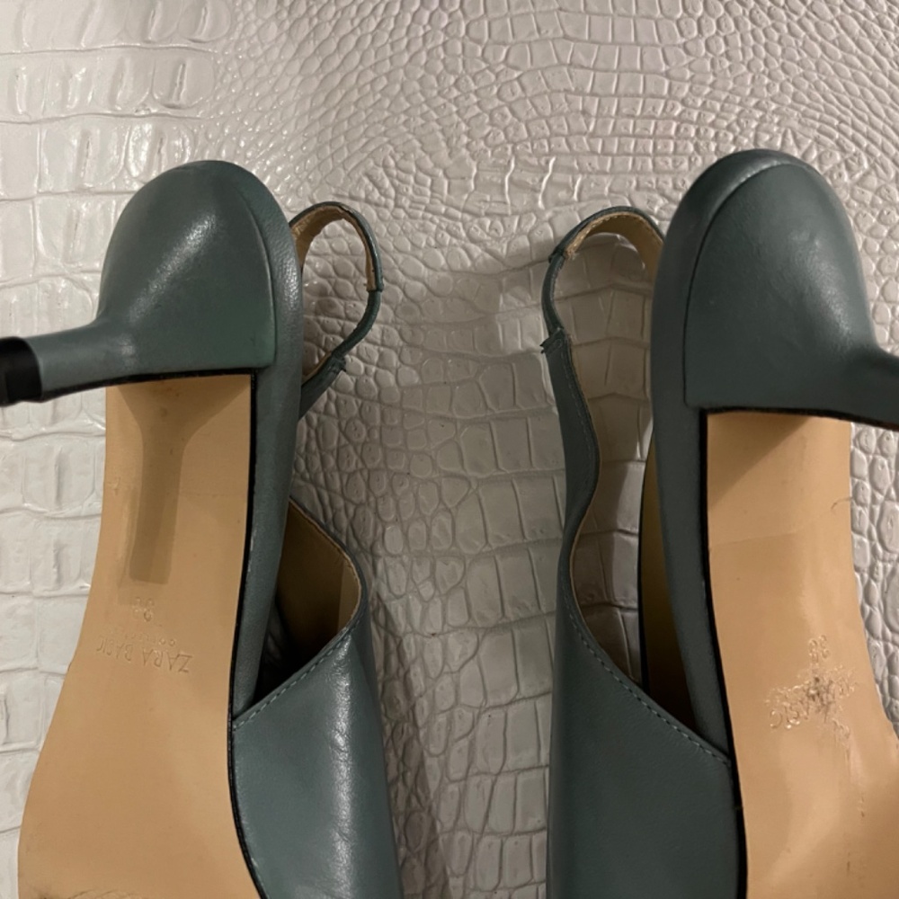 Zara Sling Back leather high heel shoes, - Picture 10 of 10